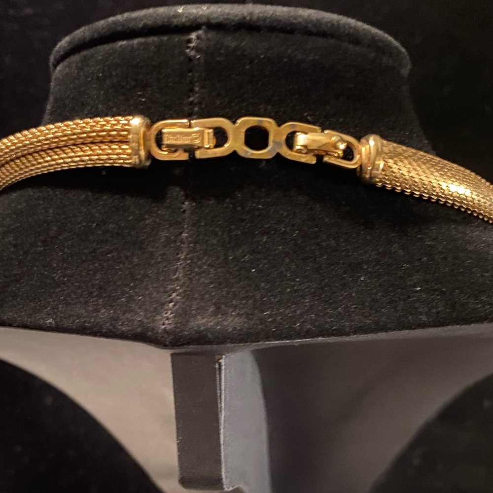 Vintage Dior Necklace Bold Black Enamel Rhinestone Designer Piece - Picture 4 of 14